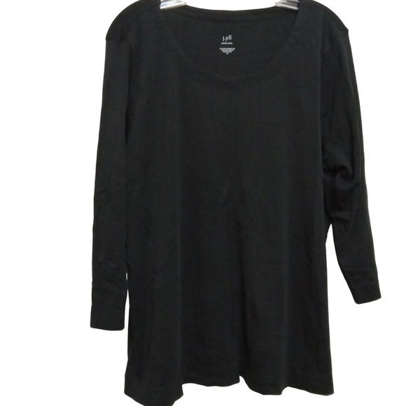 J. Jill Tops - J. Jill Perfect Pima Black Long Sleeve Scoop Neck Tee Top Cotton XL Travel Athle